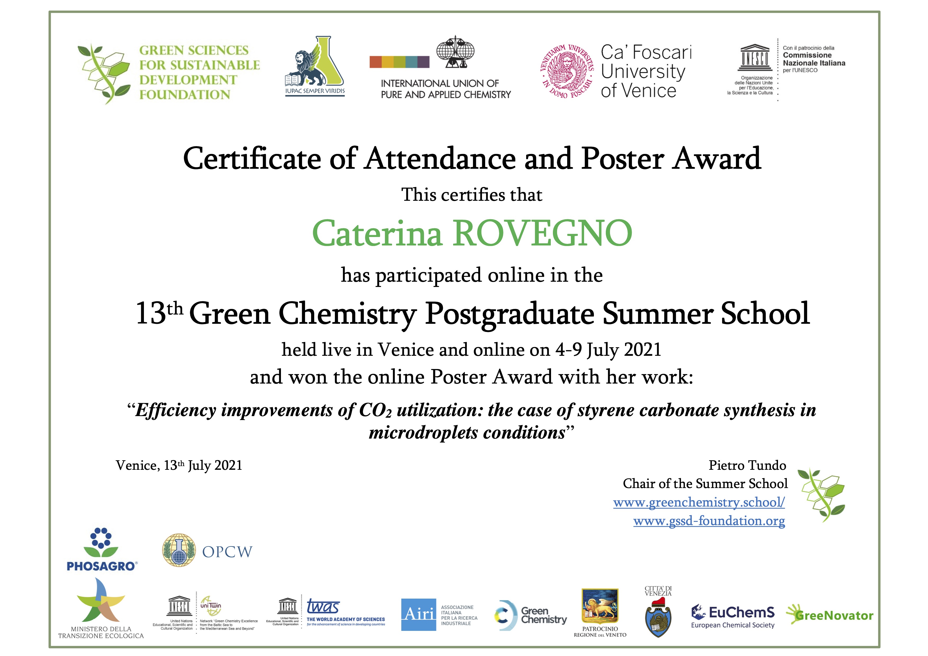 caterina poster award